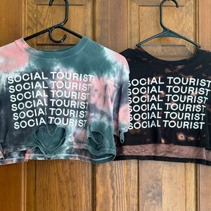 American Eagle Outfitters Tie-Dye Crop Tops - Black and Green